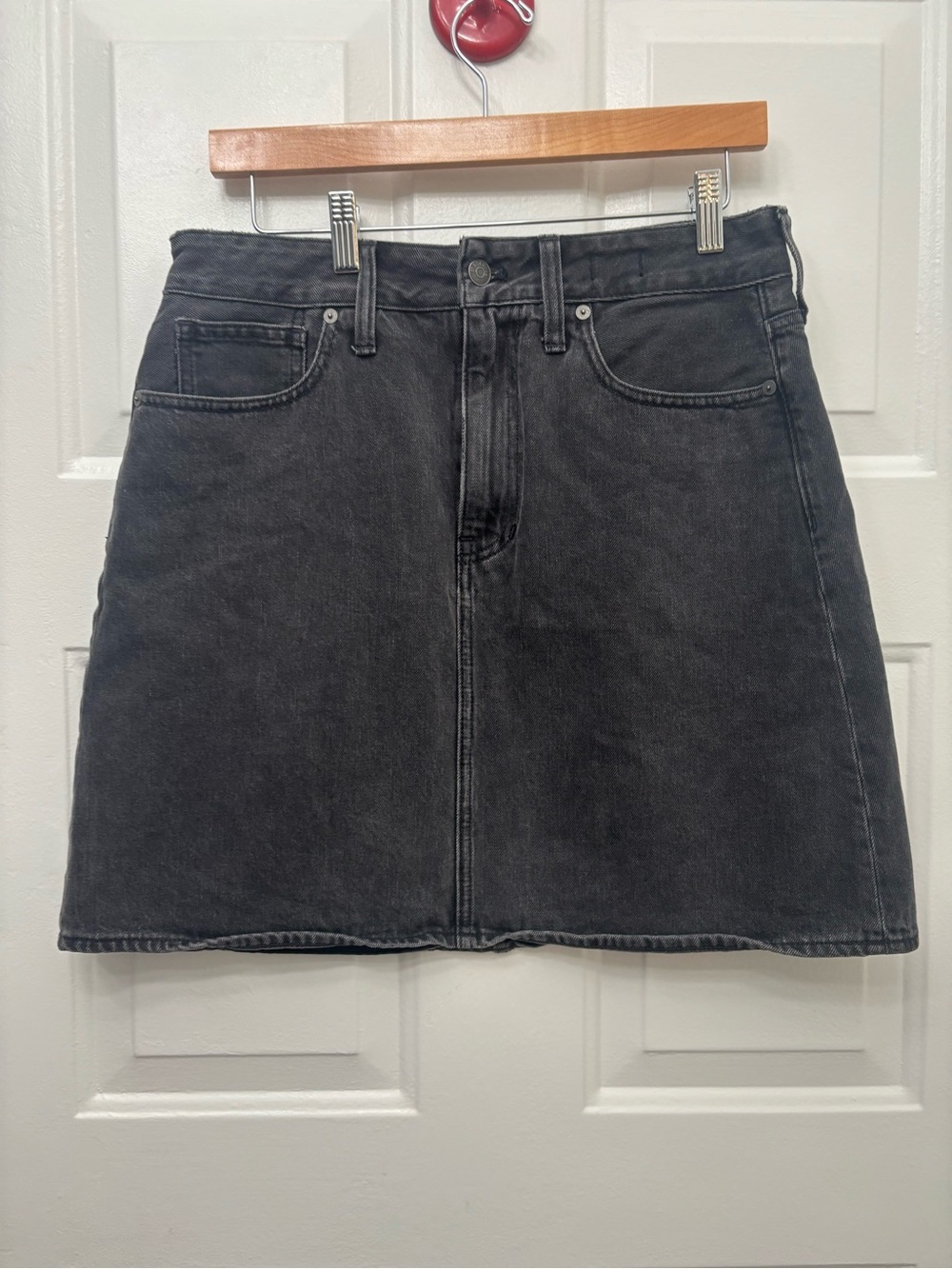 Madewell 100% Cotton Black Washed Denim A-Line Skirt